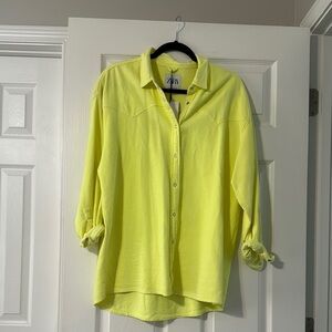 Zara Bright Yellow Casual Shirt